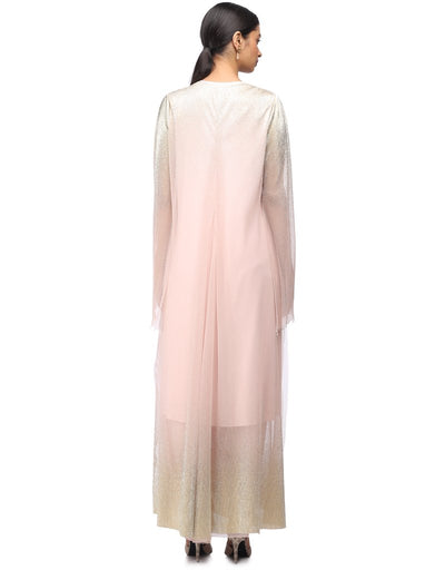 Crinkled Net Long Kurta with Dhoti Pants
