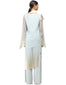 Layered Long Kurta with Wide Leg Pants- Ice Blue