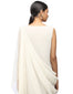Crinkled Net Tunic with Shoulder Drape- Ivory