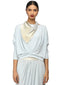 Draped T-Shirt with Batwing Sleeves- Ice Blue