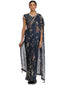 Draped Saree with Embroidered Wasitband- Blue