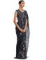 Draped Saree with Embroidered Wasitband- Blue
