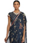 Draped Saree with Embroidered Wasitband- Blue