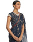 Draped Saree with Embroidered Wasitband- Blue
