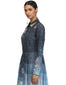 Long Dress with Shirt Detail- Blue