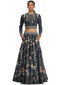 Panelled Khadi Lehenga- Blue