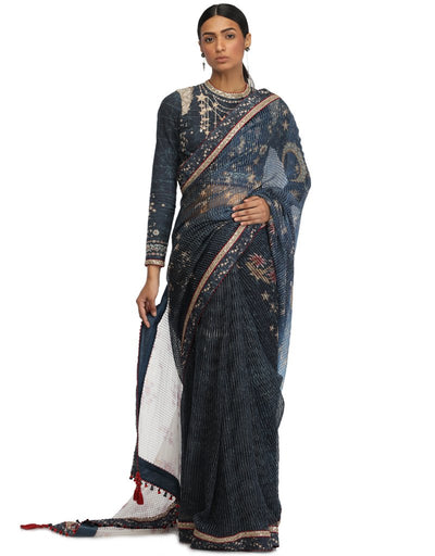 Galaxy Print Saree- Blue