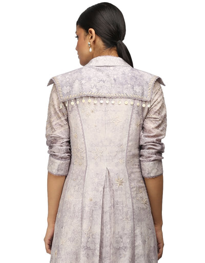 Chikankari Printed Jacket- Grey