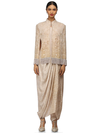 Printed Dhoti Pants- Antique Beige