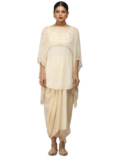 Silk Dhoti Pants- Antique beige