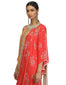 Draped Dress with Mural Print- Red