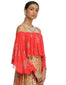 Cold Shoulder Panelled Dress- Red
